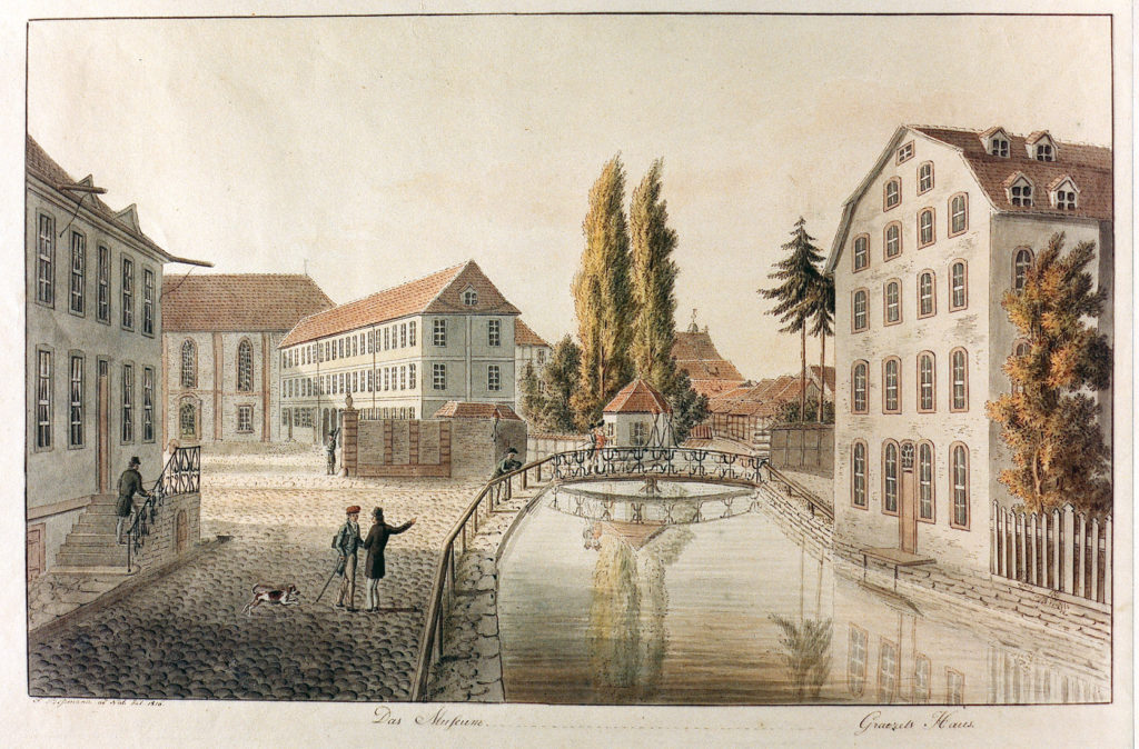 Ansicht des Acadmischen Museums. Lithographie von Friedrich Besemann, ca. 1830.